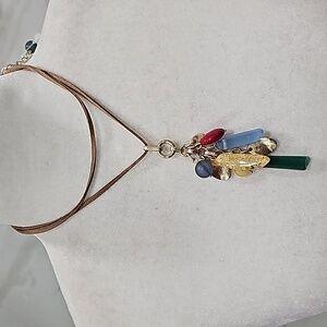 Chico's Colorful Baubles Fringe Pendant on‎ Suede Strand Necklace